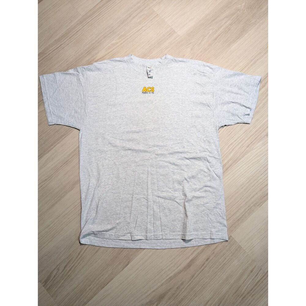 ACS Mark 10:45 Christian Graphic T-Shirt XL Gray Ministry 2002 Fruit of the Loom